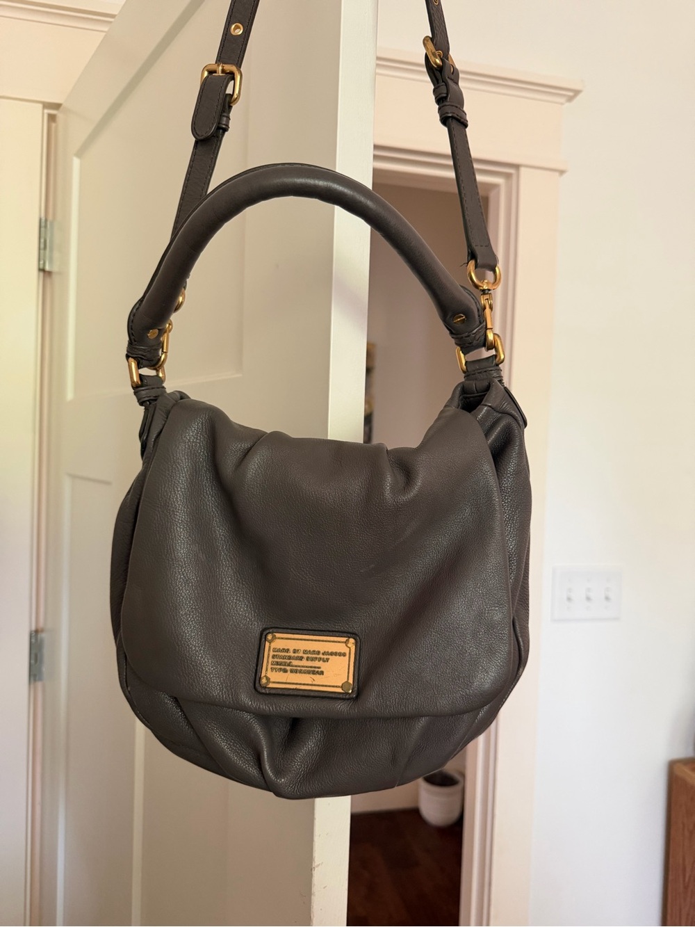 Marc Jacobs Dark Brown Pebbled Leather Shoulder Hobo with Gold Hardware